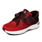 Red & Black Lightweight Knit Running Sneakers - Image 3
