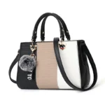 Women’s Color-Block Handbag with Detachable Shoulder Strap - Image 4