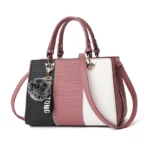 Women’s Color-Block Handbag with Detachable Shoulder Strap - Image 3