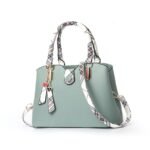 Trendy Plaid-Handle Leather Handbag for Women